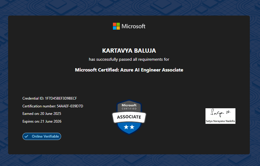 Microsoft Certified: Azure AI Engineer Associate