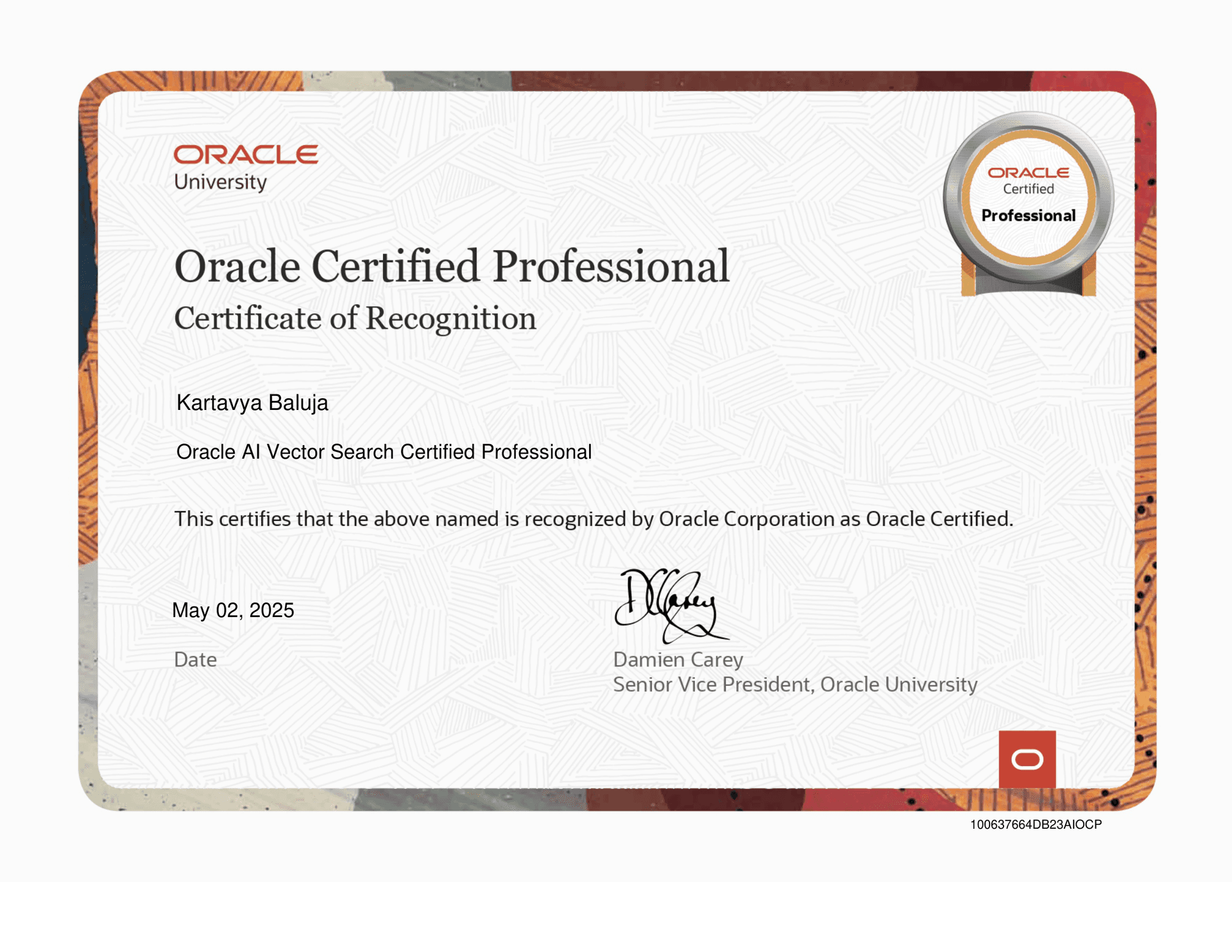 Oracle Cloud Infrastructure 2023 AI Certified Foundations Associate